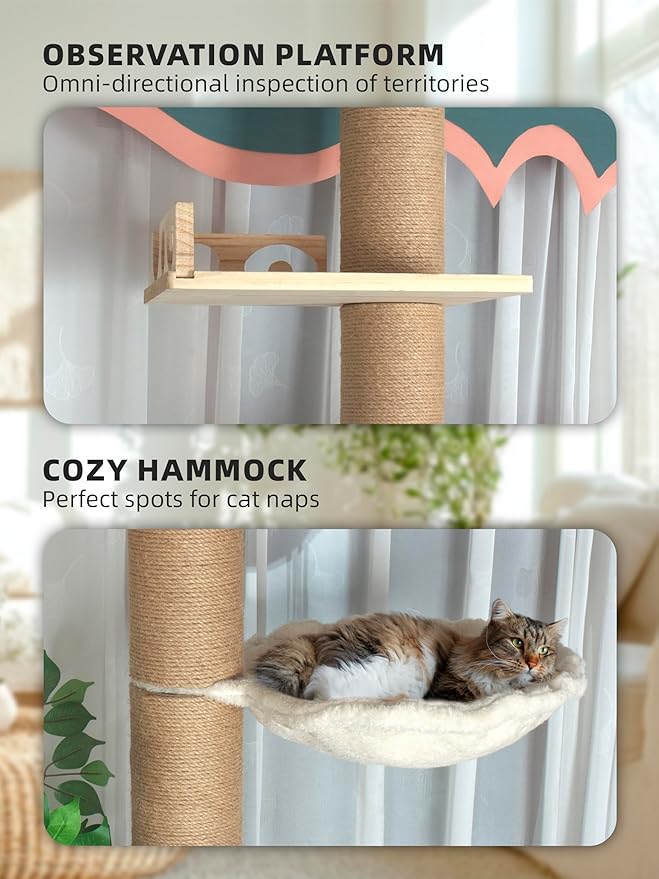 Torre para Gatos Ajustable de Piso a Techo Blanca miniatura 4