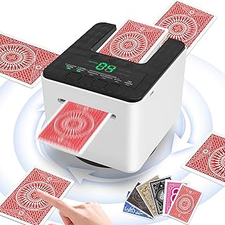 Automatischer Elektrischer Kartensendemaschine, mehrere Gebermodi, 360° drehbarer Kartengeber, USB Wiederaufladbar, Leise für 1-8 Spieler für UNO Texas Hold'em Poker Blackjack (Deal Only)