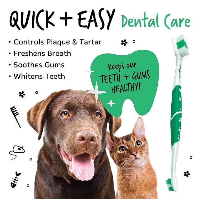 Foto 7 de 8 de BUGALUGS - Cepillo de Dientes de Doble Cabezal para Perros y Gatos - Pack x2 - Limpieza Dental Precisa