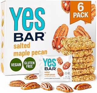 YES Bar – Salted Maple Pecan – Plant Based Protein, Decadent Snack Bar – Vegan, Paleo, Gluten Free, Dairy Free, Low Sugar, Healthy Snack, Breakfast, Low Carb, Keto Friendly (6 Count)