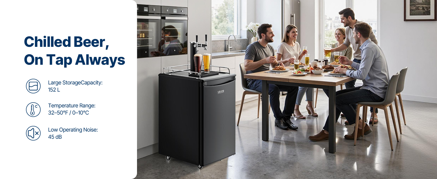 VEVOR Kegerator Tower Kit, Single Tap Beer Conversion Kit Roestvrijstalen Vat Biertorendispenser Met Dubbele Meter W218 Regelaar En A Systeem Vatkoppeling Bierlekbak Voor Thuisfeest