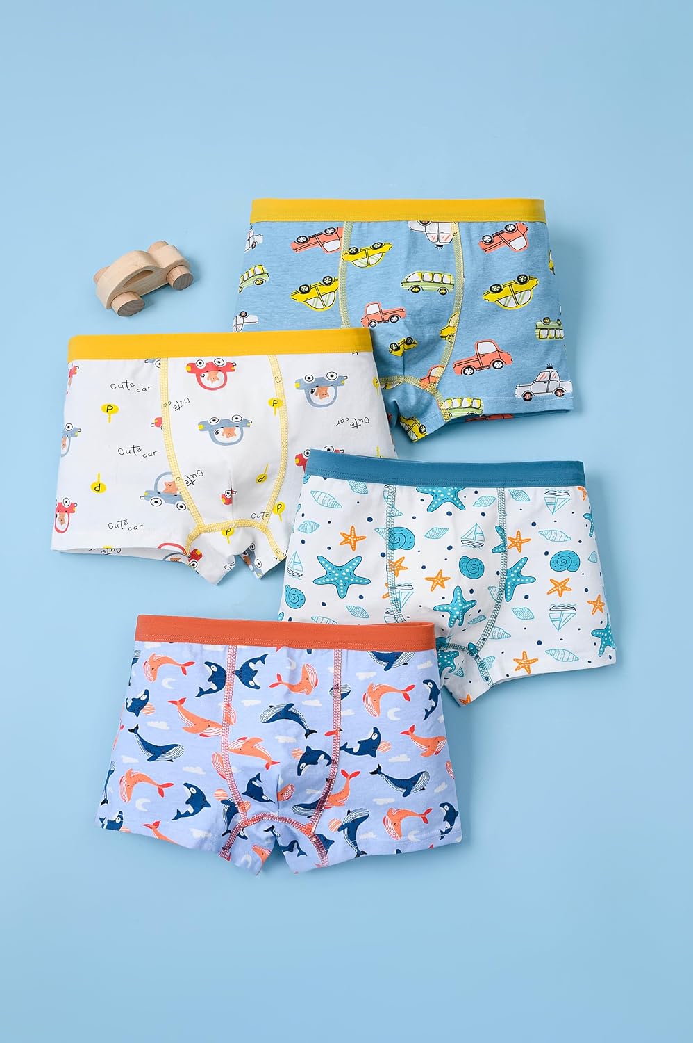 Little Boys Cotton Boxer Briefs Print Kids Underwear Soft Underwear 8 Pack