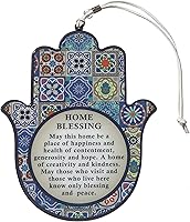 Vista 6 de Amuletos de mano Hamsa de buena suerte con bendición del hogar en inglés de 6.7" de Masoret - Decoración de pared de amuleto de protección contra