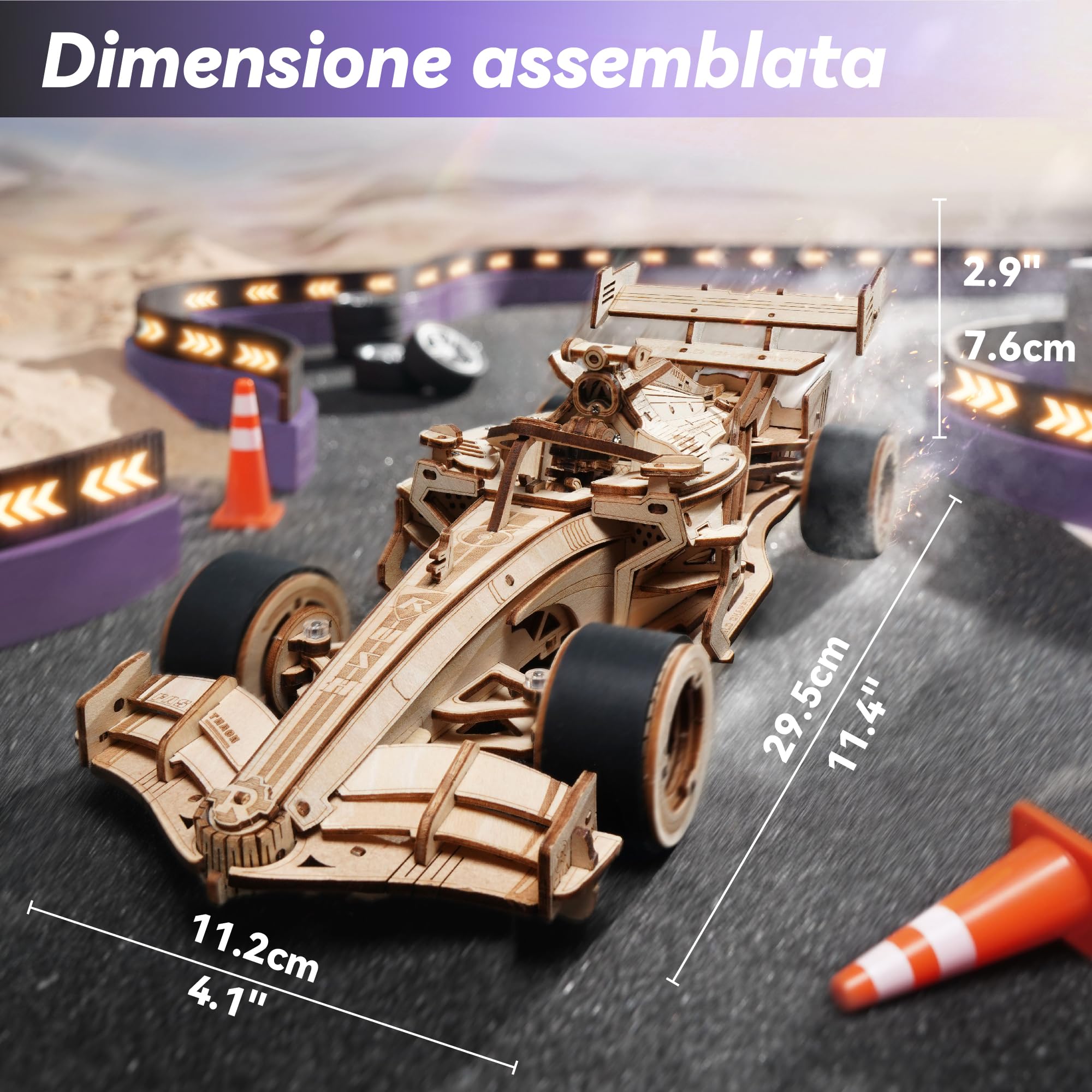 ROWOOD Kit di modelli di auto da corsa in legno per adulti e ragazzi da costruire, puzzle in legno 3D, kit di costruzione di modelli di veicoli, kit di artigianato fai da te, regalo creativo per lui