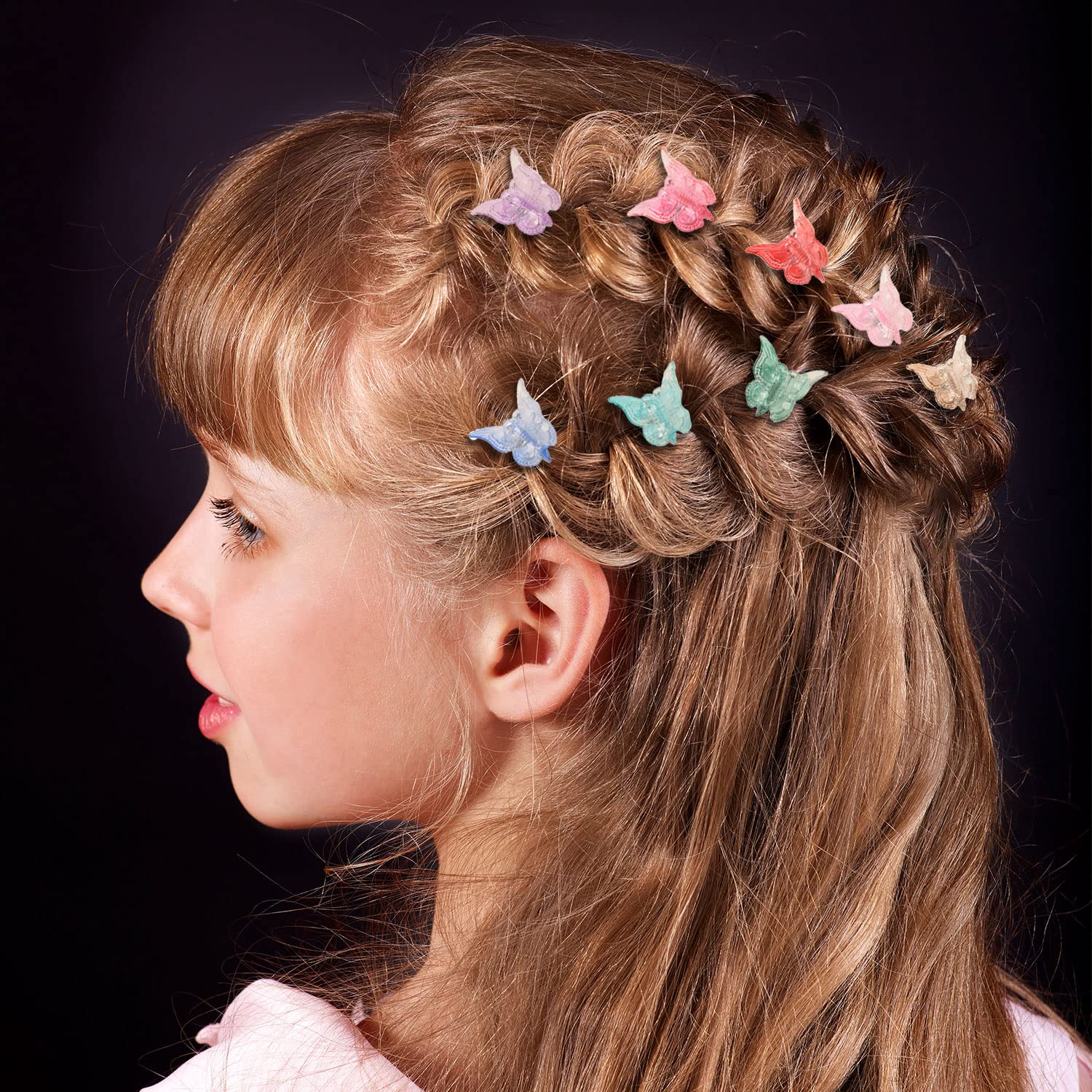 LECTNORE 50Pcs Mini Butterfly Hair Clips, Cute Hair Claws for Girls & Women (Multicolor, Pack of 1), style 1, 50 count (Pack of 1) - Image 2