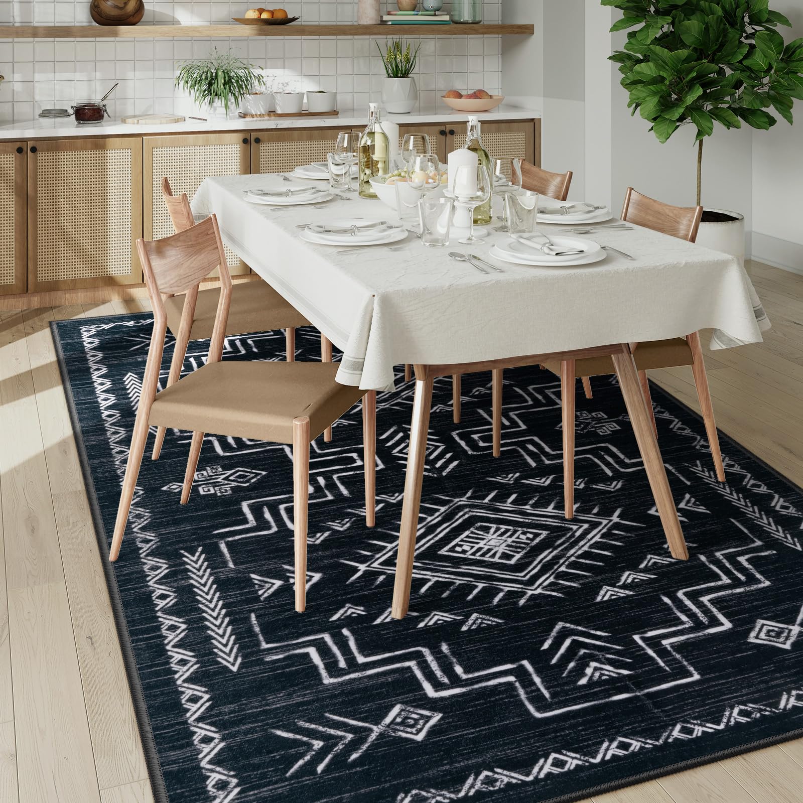 Amazon.com: STARUIA Moroccan Washable 5x7 Area Rugs, Black Western