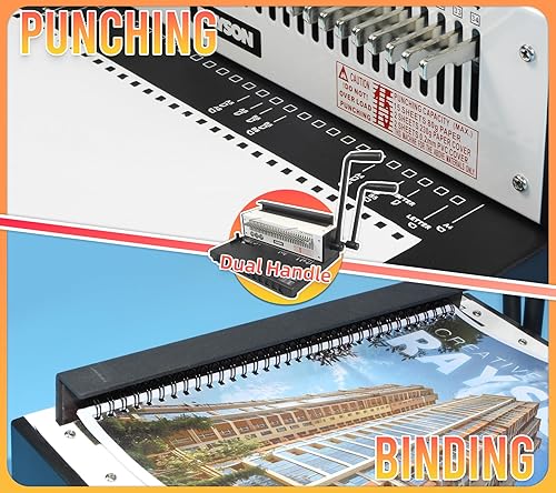 Miniatura 4 de Rayson TD-1500B34 - Máquina de encuadernación con agujeros de tamaño cuadrado, 3:1, perforadora de alambre o 15 hojas/encuadernación de 130 hojas