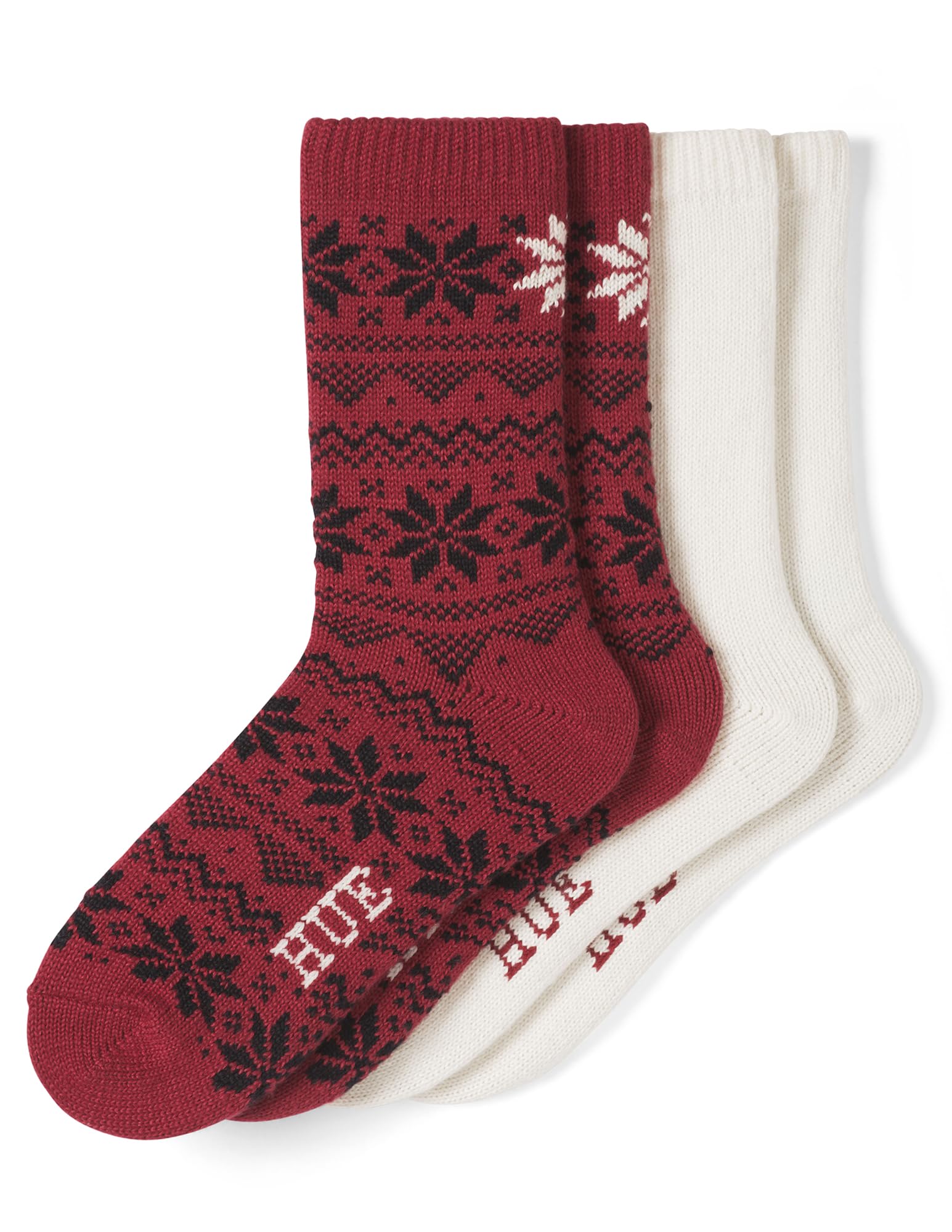 HUE womens Crew Length Boot Socks, 2 Pair Pack