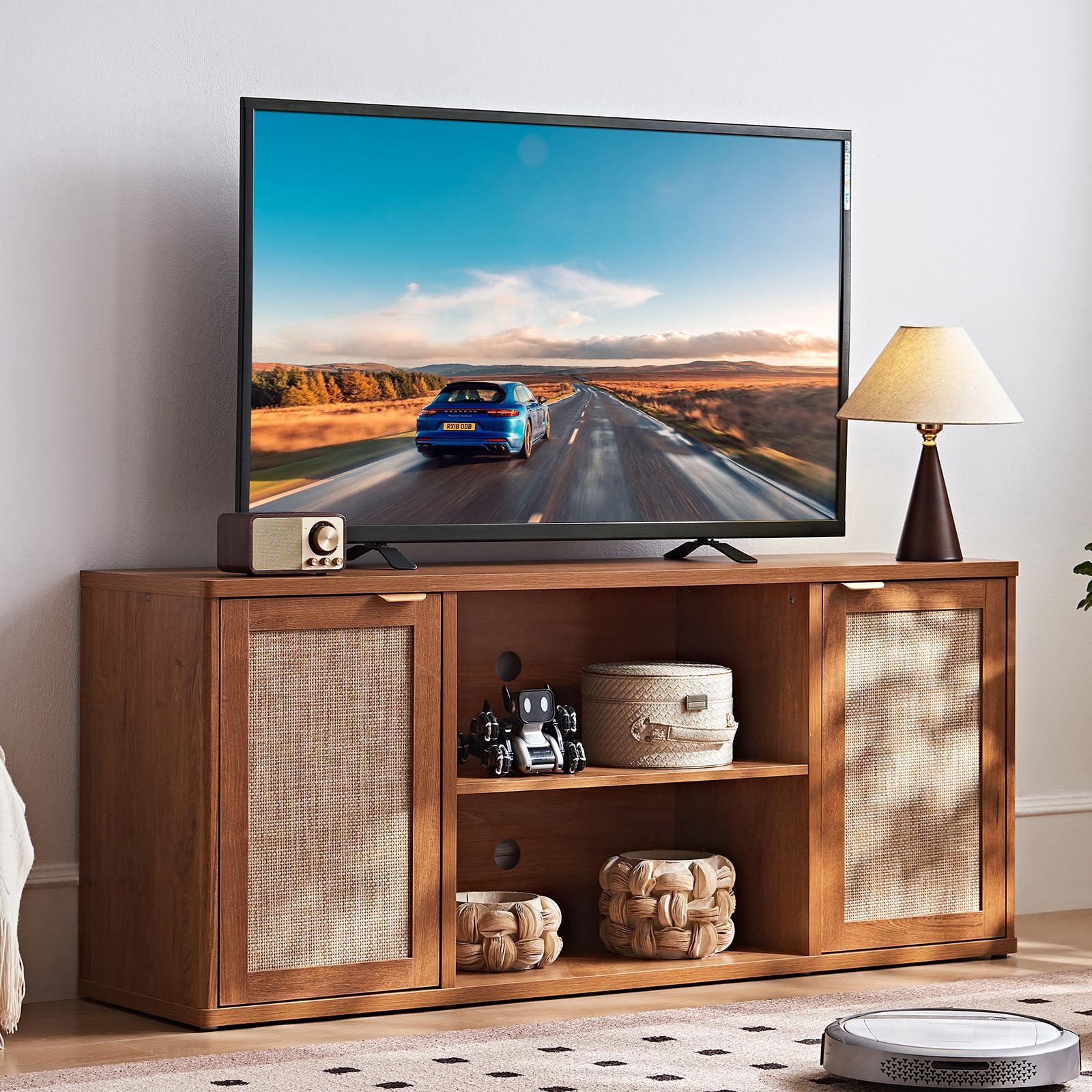 Amazon.com: LEYAOYAO Rattan TV Stands for Living Room, Boho TV