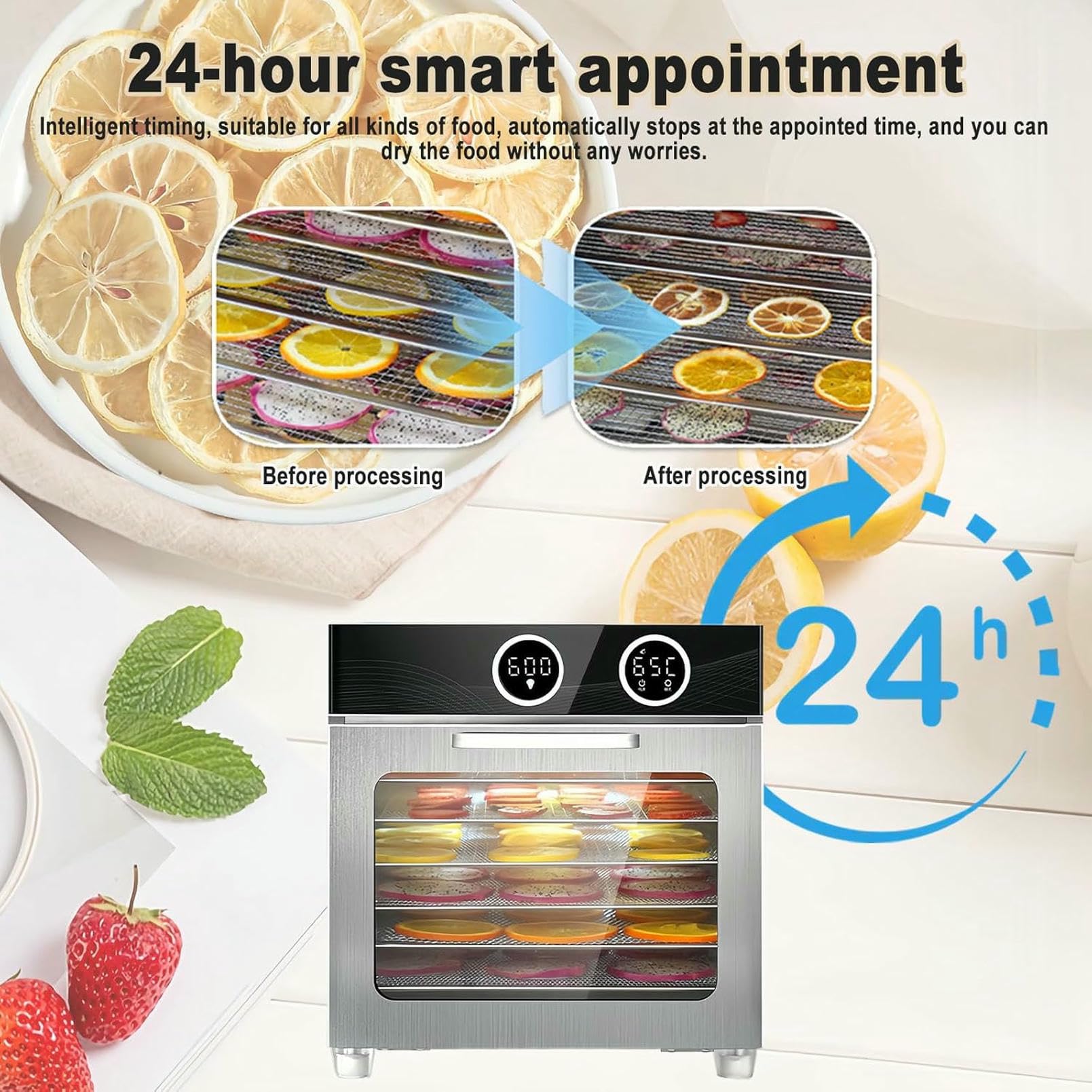 Suszarka Do Żywności O Mocy 800 W/1200 W, Tace Ze Stali Nierdzewnej Na 6/12 Tac, Maszyna Do Suszenia Żywności Z Cyfrową Temperaturą I Timerem Do Żywności I Suszonych Potraw, Ziół, Warzyw I Owoców