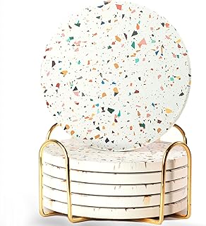 Set of 6 Coasters for Coffee Table Decor, Coaster Sous Verre, Coasters for Coffee Table, Cork Coasters for Drinks, Marble Coasters, Drink Coasters Set, Costers