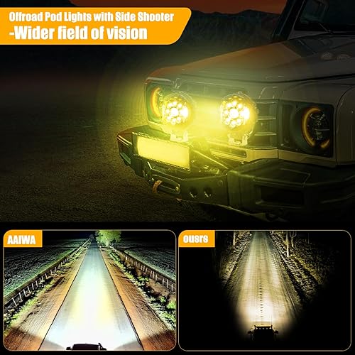 Miniatura 6 de Luz de conducción LED redonda de 7 pulgadas, 2 barras de luz LED de 80 W con soporte de montaje para SUV, camión, cuatrimoto, SUV, luz de trabajo