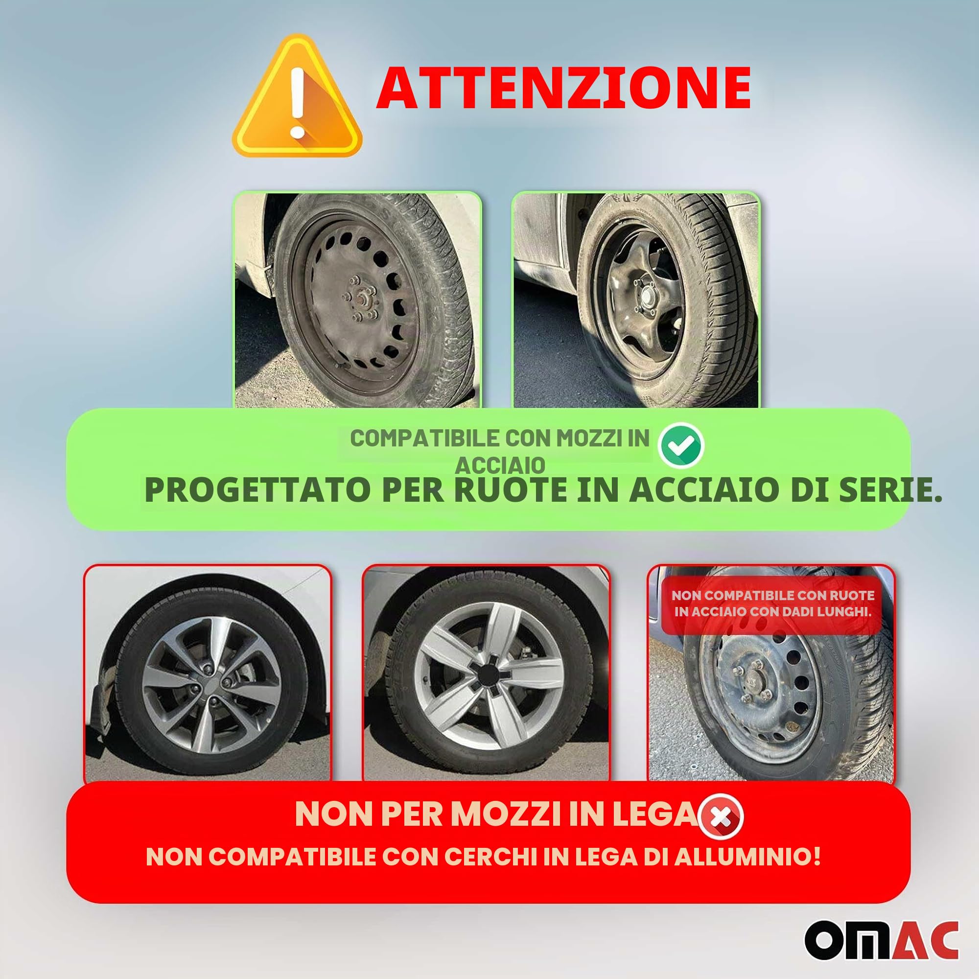 Sparco Set 4 copricerchi 14" pollici copriruota auto Lazio SPC1491BKGR nero grigio