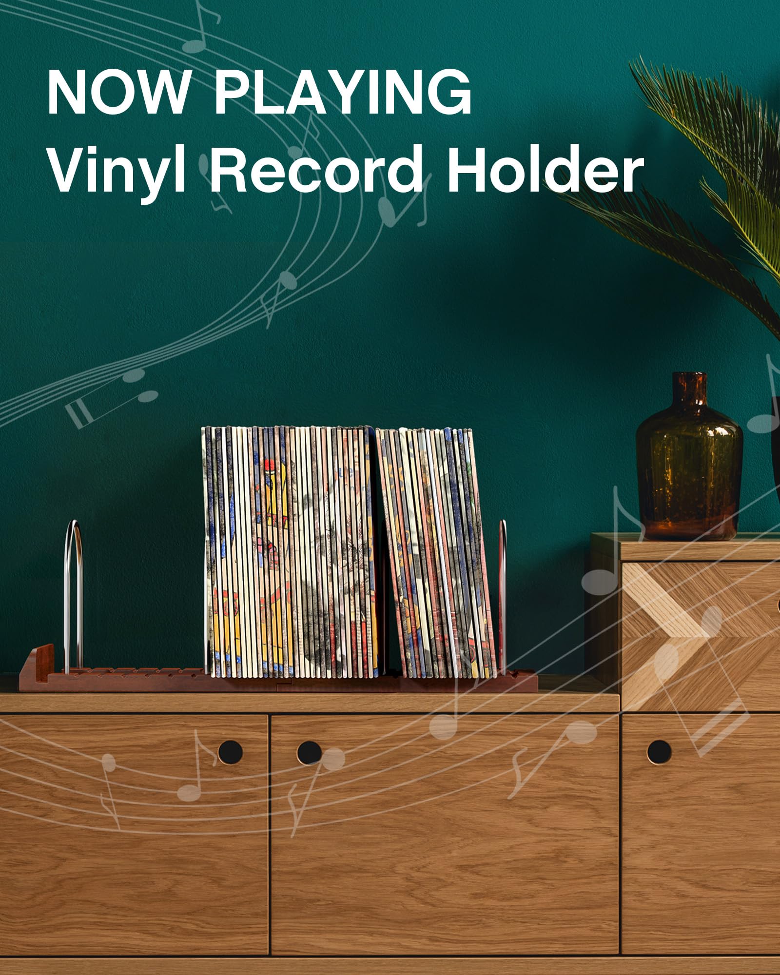 BS-VOG Now Playing - Supporto per dischi in vinile, 150 LP in vinile, con scanalature antiscivolo, supporto per dischi in vinile per album, organizer per dischi, confezione regalo