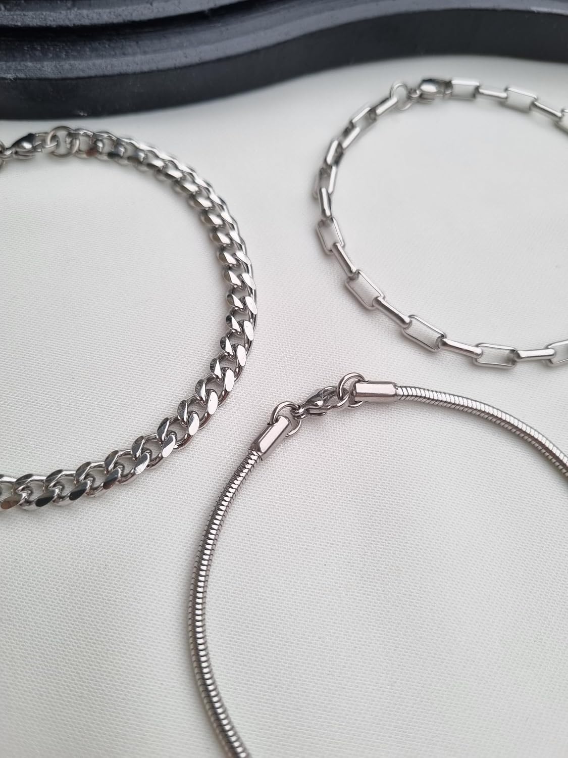 Conjunto De 3 Pulseiras Masculinas De Aço Inoxidável - Kit De Pulseiras De Aço Inox Antialergico - Trio De Pulseiras De Aço Inox Hipoalergênico - Cor Prata Conjunto De 3 Pulseiras Masculinas De Aço Inoxidável - Kit De Pulseiras De Aço Inox Antialergico - Trio De Pulseiras De Aço Inox Hipoalergênico - Cor Prata