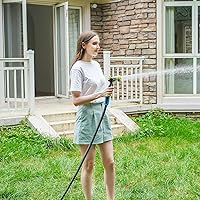 Vista 7 de Fevone Manguera de jardín de 3 pies x 58 pulgadas, manguera de agua resistente con mango de agarre giratorio, fácil de conectar, se adapta a