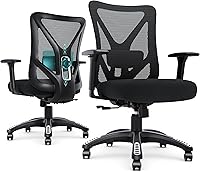 Vista 1 de Silla de oficina ergonómica, sillas de escritorio de malla para computadora con soporte lumbar ajustable, reposabrazos 3D, función de inclinación
