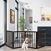 Vista 2 de Puerta para Mascotas - Valla Plegable para Perros de 4 Paneles para Interiores para Escaleras, Pasillos o Entradas - Puertas para Perros Marrón