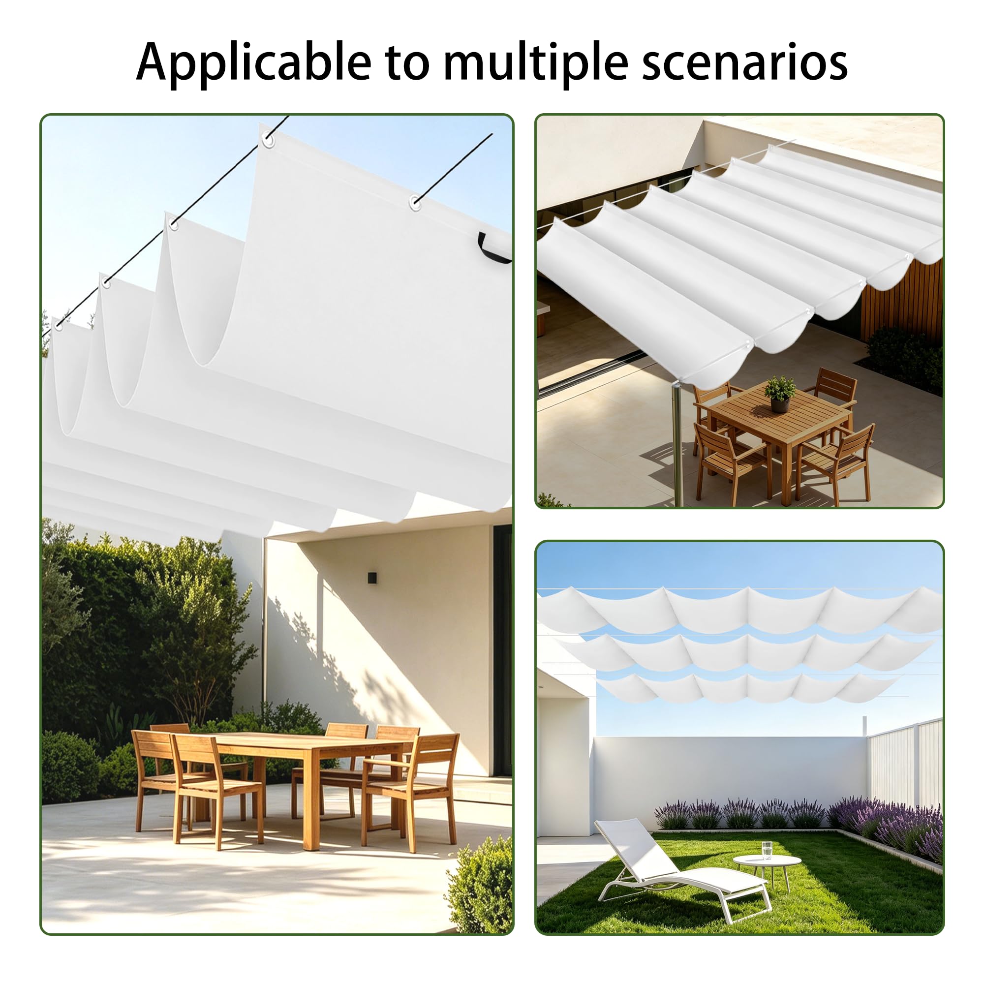 Einziehbare Welle Sonnensegel mit Ösen 500 x 300 cm Wasserdicht Beschattungsnetz Reißfest für Terrasse, Garten, Balkon, Camping, Weiß