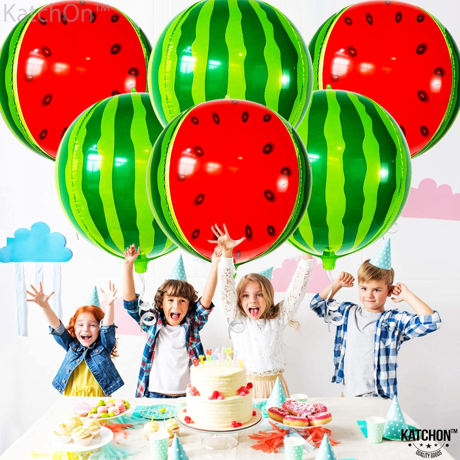 KatchOn, Large Watermelon Balloons - 22 Inch, Pack of 6 | One In A Melon Party Decorations | Summer Party Decorations | Watermelon Balloons Party Decoration | Summer Birthday Decoration