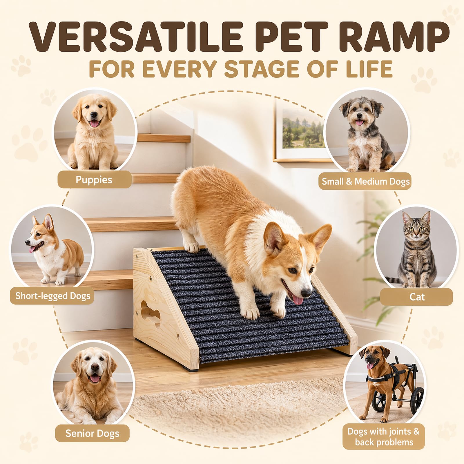 4 Stück Hunderampe, Hunde Treppe für Sofa und Bett, rutschfeste Haustiertreppe mit Teppichoberfläche, Treppenhilfe für Kleine Hunde und Katzen, Hunderampe Couch für Alte Haustiere