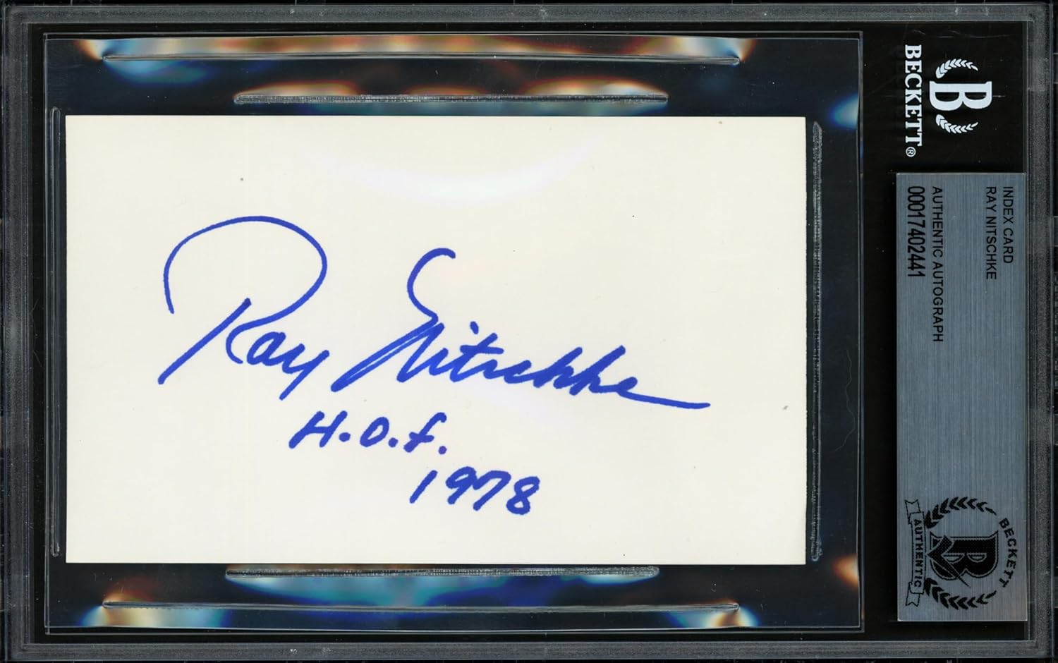 Ray Nitschke Autographed 3x5 Index Football Card "HOF 1978" Beckett BAS #17402441