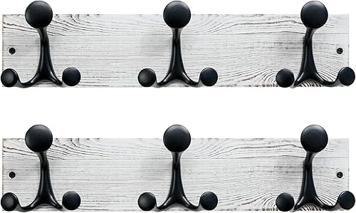 Miniatura 102 de SKOLOO Perchero de madera blanca de 17 pulgadas con 3 ganchos triples, ideal para entradas familiares, aulas y almacenamiento de suministros para