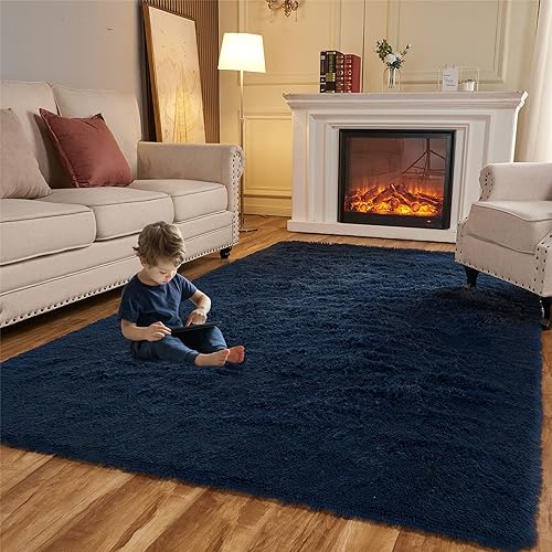 Miniatura 1 de Arbosofe Alfombras para sala de estar, alfombra de área para dormitorio, 9 x 12 pies, color azul marino, alfombra grande para sala de juegos, suave,
