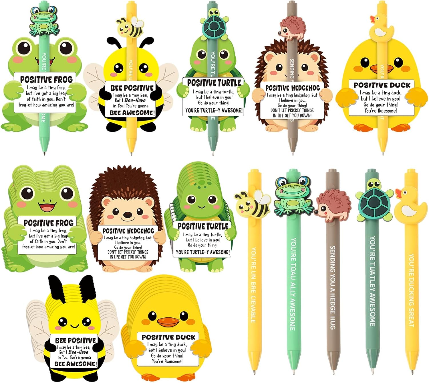 Colarr 60 Sets End of School Year Gifts for Students Bulk 4 in 1 Mini Multicolor Pens Cute Retractable Ballpoint Pens with Cards Bags for Prek Graduation End of Year Gifts from Teacher