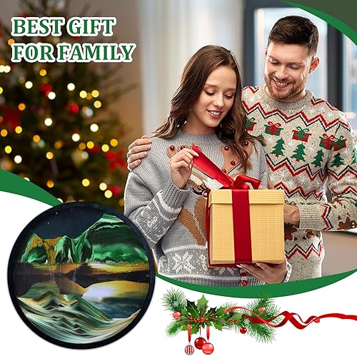 Miniatura 6 de Heuanpte Decoración artística de arena móvil de 17.3 pulgadas, arte de arena 3D, movimiento líquido, pintura de arena de 360, arte de sala de estar,