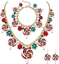 Christmas Jewelry for Women Christmas Necklace Charm Bracelet Earrings Accessories Xmas Ugly Sweater Outfits for Women Holiday Jewelry Gifts