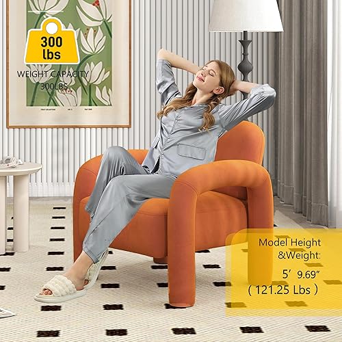 Miniatura 3 de Silla decorativa moderna, cómoda silla tapizada de terciopelo, acogedora silla individual de tocador, silla de barril copetudo, silla de lectura