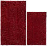 Vista 19 de Alfombras de baño de chenilla, juego de 2 piezas, superabsorbente, con fuerte respaldo antideslizante de PVC, alfombras de baño para el baño