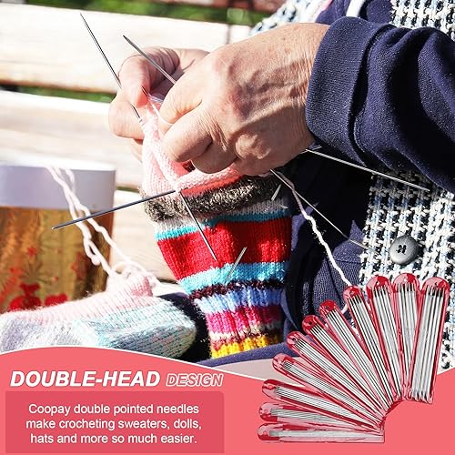 Miniatura 4 de Coopay - Juego de 55 agujas de tejer DPN con aguja de tejer de 0.079in a 0.256in, kit de agujas de tejer cortas de doble punta para principiantes y