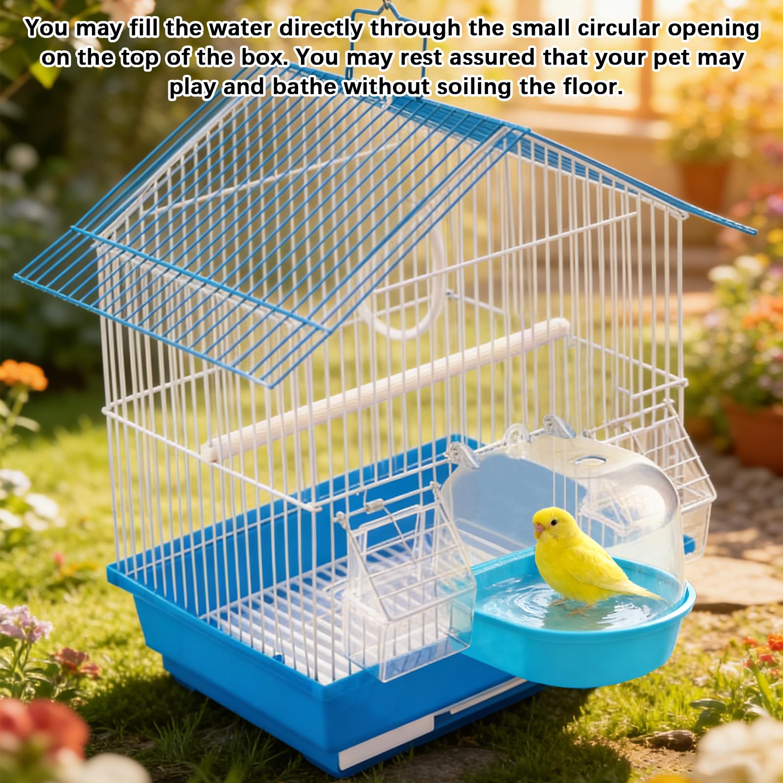 Baignoire pour Perroquet, Bain d'oiseaux, Cage en Plastique Suspendu, Accessoires multifonctionnels adaptés aux tourtereaux, pinsons, perruches