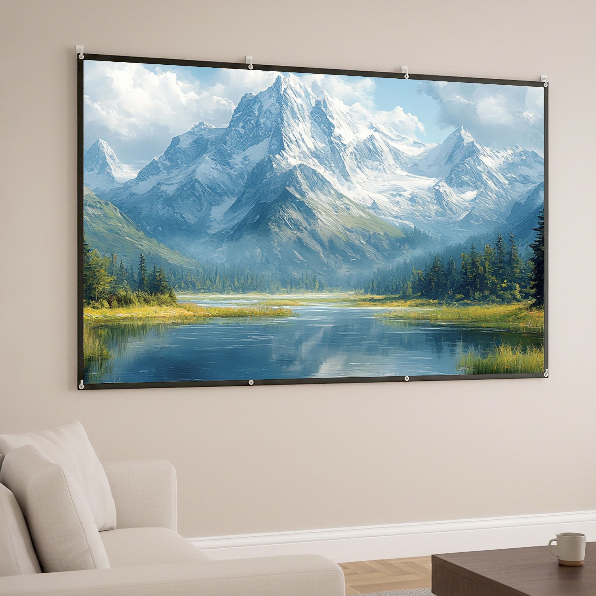 HOMCOM Pantalla de Proyector Manual 120 Pulgadas Formato 16:9 Blanco | Pantalla de Proyección, HD 4K/8K, Tela Lavable, para Interior y Exterior, Eventos Deportivos, Cine en Casa, Oficina, Patio