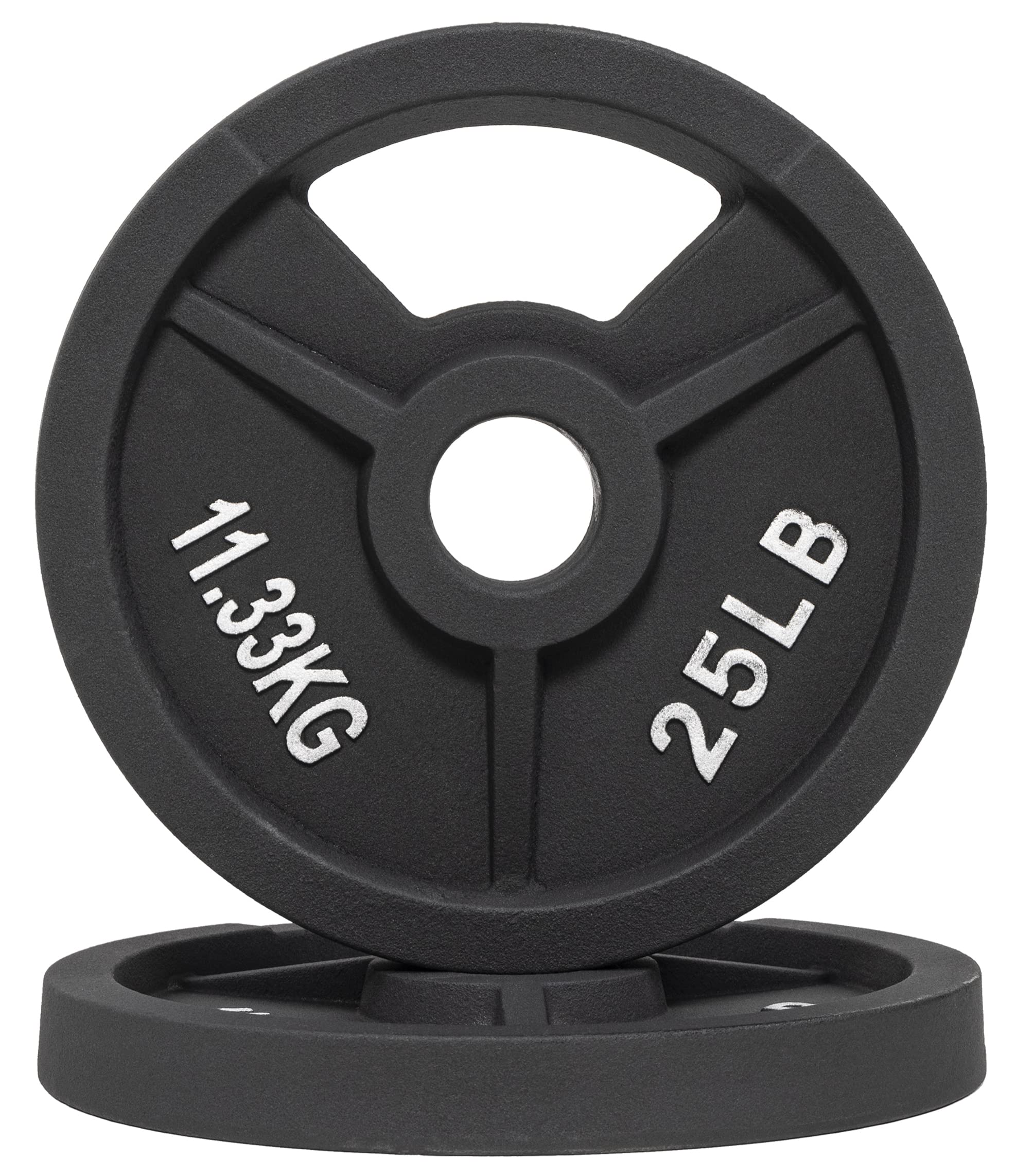 Signature Fitness Olympic 2-Inch Cast Iron Plate Weight Plate for Strength Training and Weightlifting, Multiple Sizes