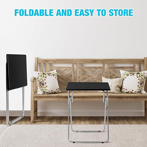 Miniatura 5 de Geetery Paquete de 2 mesas plegables para TV, no requiere montaje, 18.9 x 15 x 26 pulgadas, mesa auxiliar plegable para refrigerios para cama, sofá,