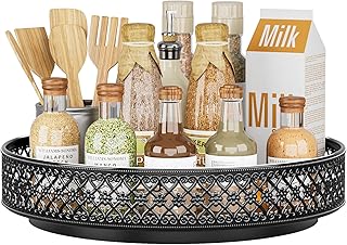 Sponsored You’re seeing this ad based on the product’s relevance to your search query.Learn more about this advertisement EKNITEY Lazy Susan Turntable Organizer - 33cm Rotating Spice Rack Metal Spice Storage for Cupboard Pantry Kitchen Floral Black