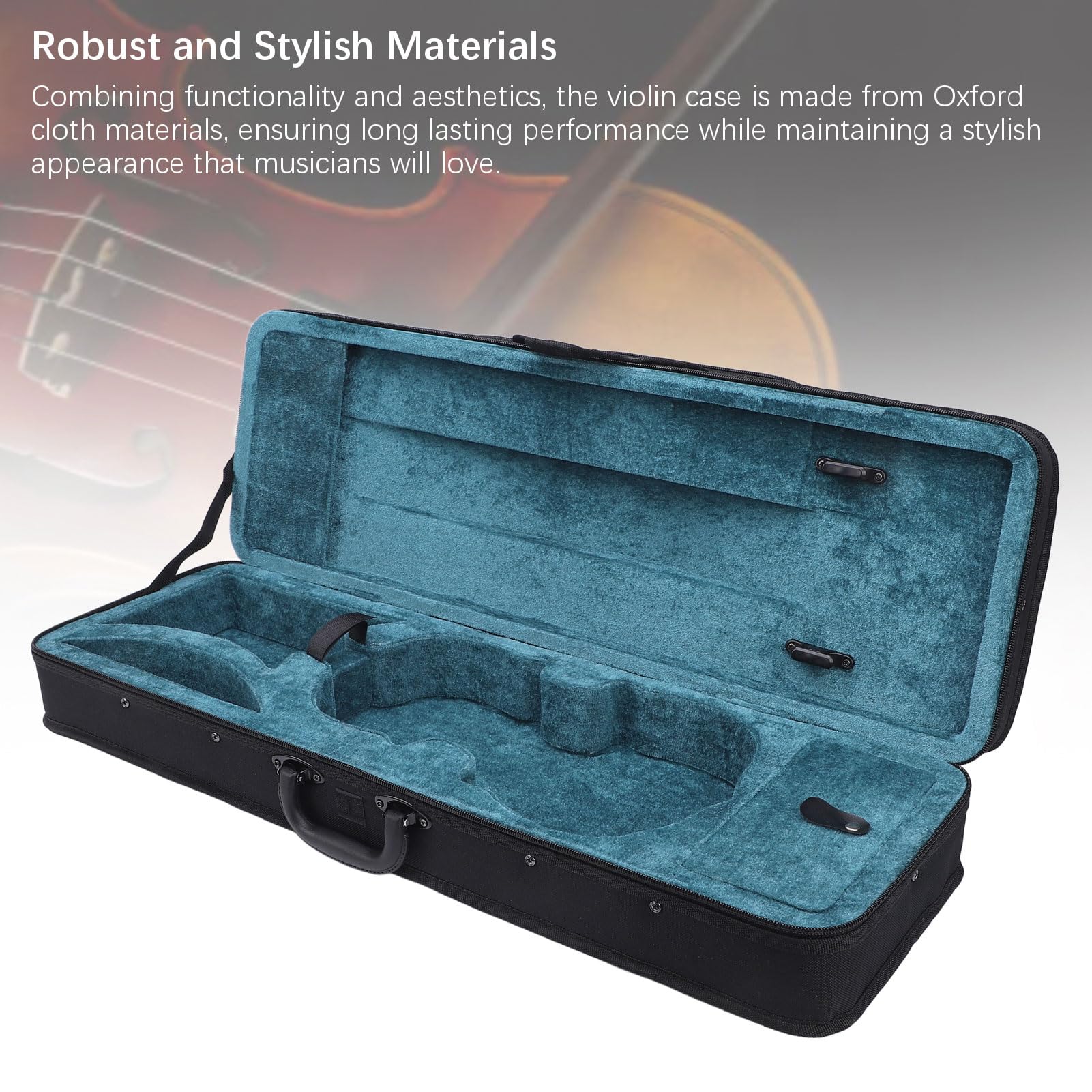 Estuche para Violín, Estuche de Viaje para Violín 1/2 con Correas Ajustables para los Hombros, Cojín de Felpa de Terciopelo, Estuche Rígido Liviano y Oblongo para Violín (Negro)