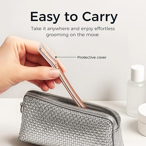 Miniatura 9 de Maquinilla de afeitar de cejas de oro rosa con 10 cuchillas de repuesto