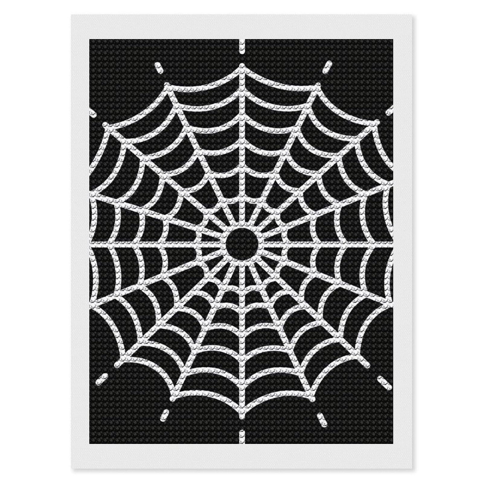 FodPand Spider Web 5D Diamond Painting Kits for Adults Beginners Full Drill Round Diamond Dots Pictures Gem Art Supplies for Home Wall Room Decoration DIY Craft Set Gift 12x16