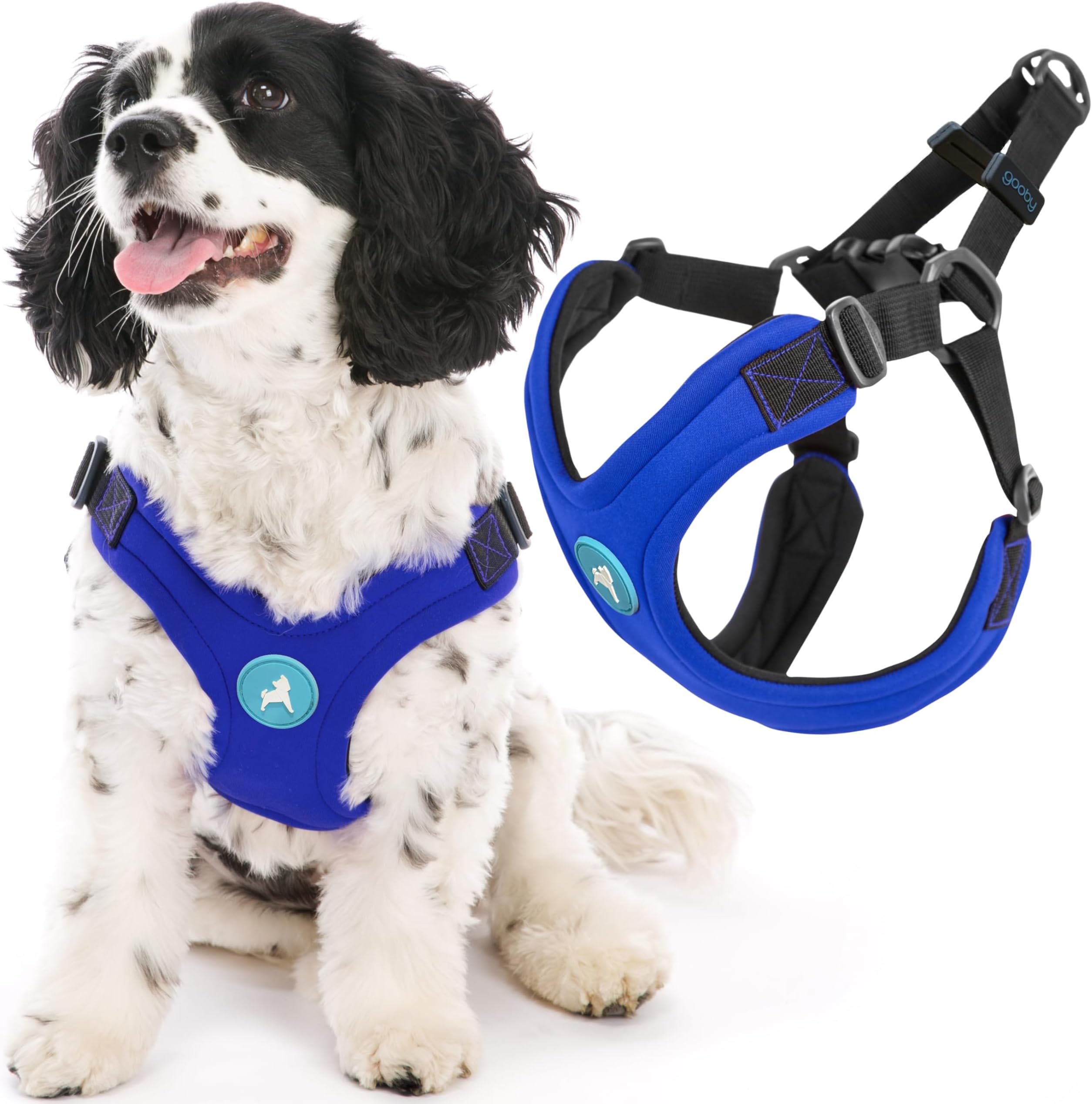 Escape Free Sport Harness - Blue, Medium - No Choke Step-in Patented Neoprene Small Dog Harness with Four-Point Adjustment - Perfect on The Go Dog Harness for Medium Dogs No Pull and Small Dogs