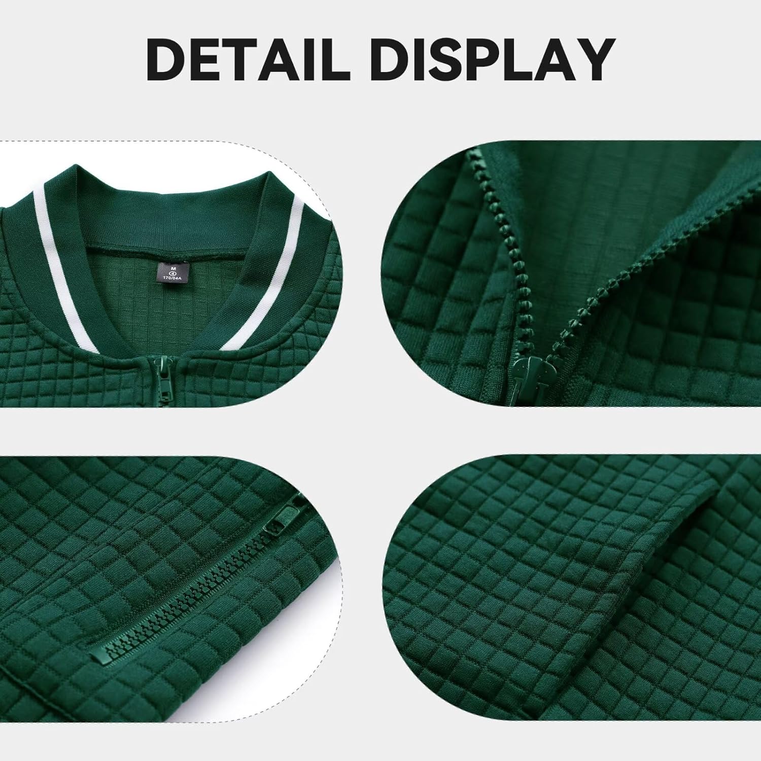 Men's Lightweight Jackets Full Zip Up Varsity Baseball Jacket Casual Waffle Letterman Bomber Jacket with Zip Pockets - Image 4