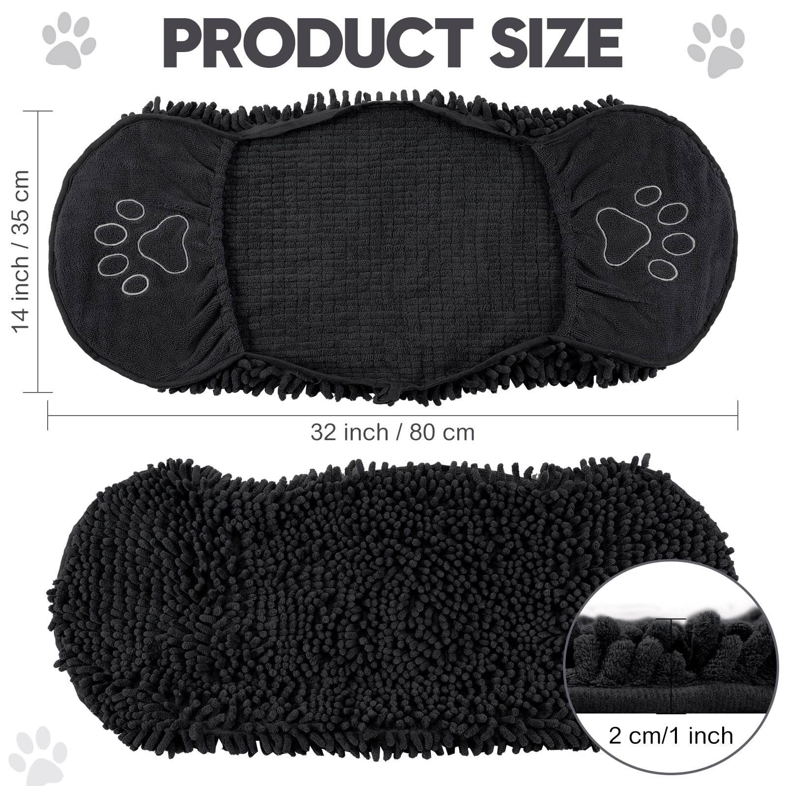 Newwiee 4 toallas de microfibra de secado rápido para perros, grandes, ultra absorbentes, de 32 x 14 pulgadas, con bolsillo para las manos, tela lavable para perros, para limpieza de mascotas,