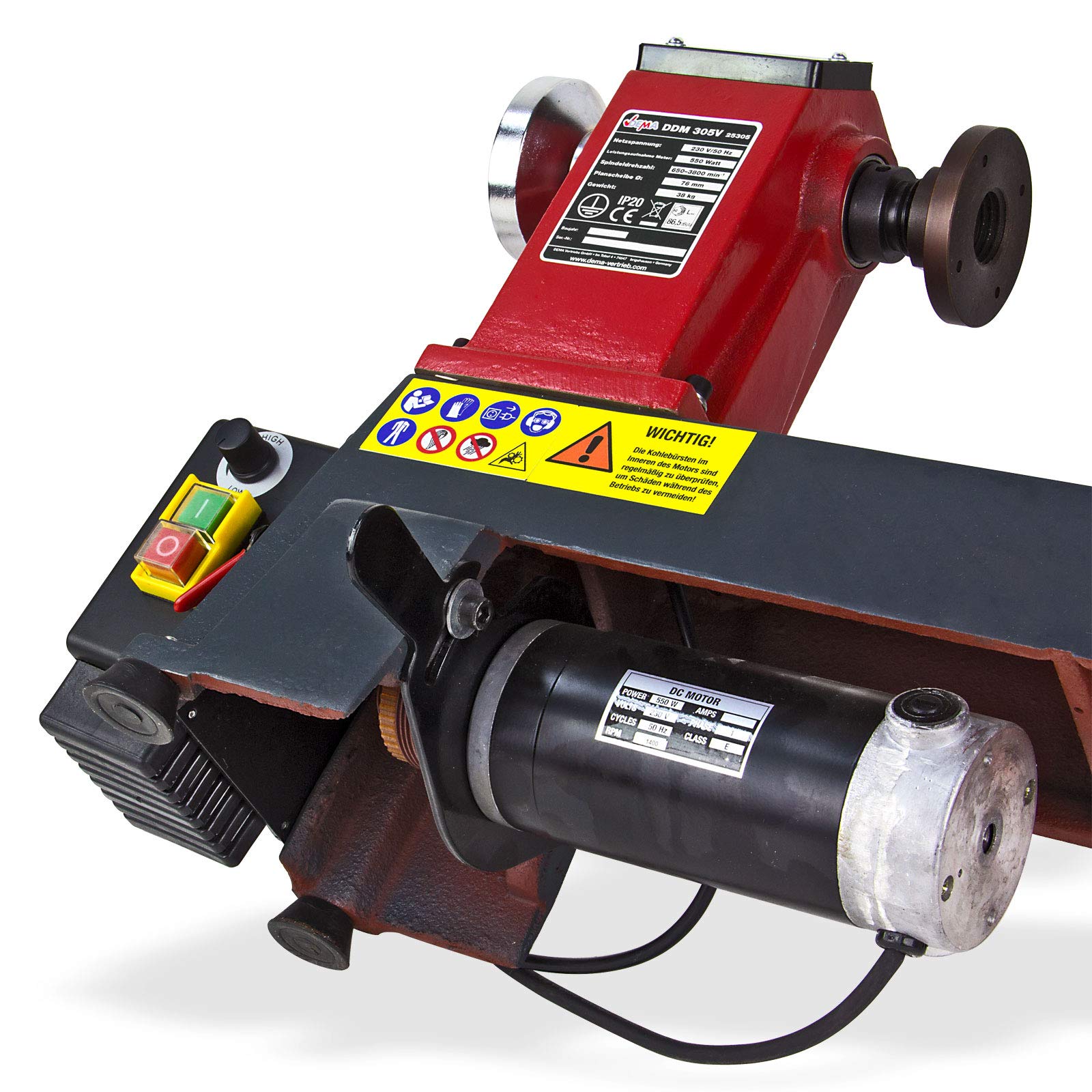 DEMA Drechselmaschine DDM305V – 450 mm Holz Drehbank, Drechselbank für Hobby, Drehmaschine für Holz, Präzise und robust für Holzarbeiten