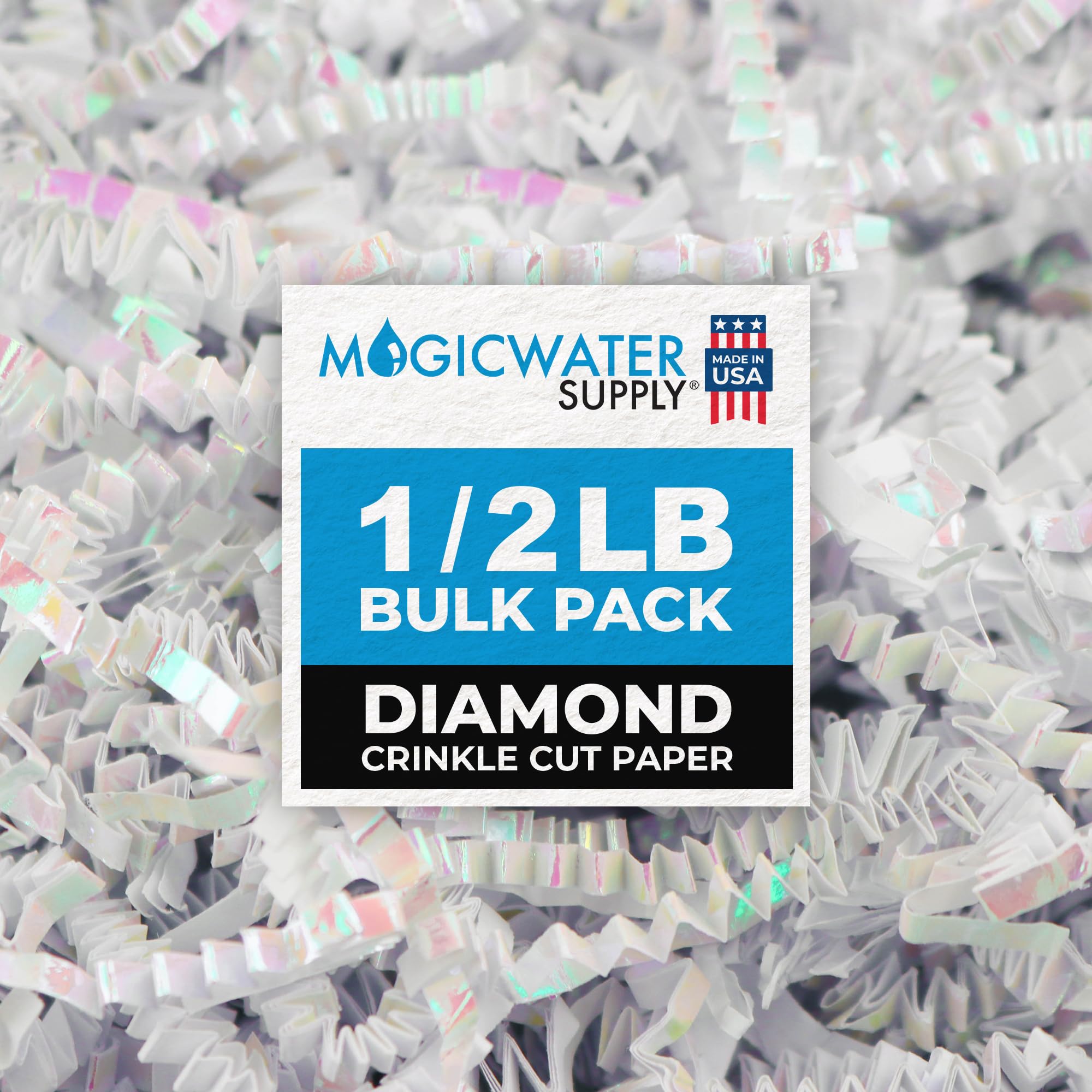 MagicWater Supply - 1/2 LB - Diamond White - Crinkle Cut Paper Shred Filler great for Gift Wrapping, Basket Filling, Birthdays, Weddings, Anniversaries
