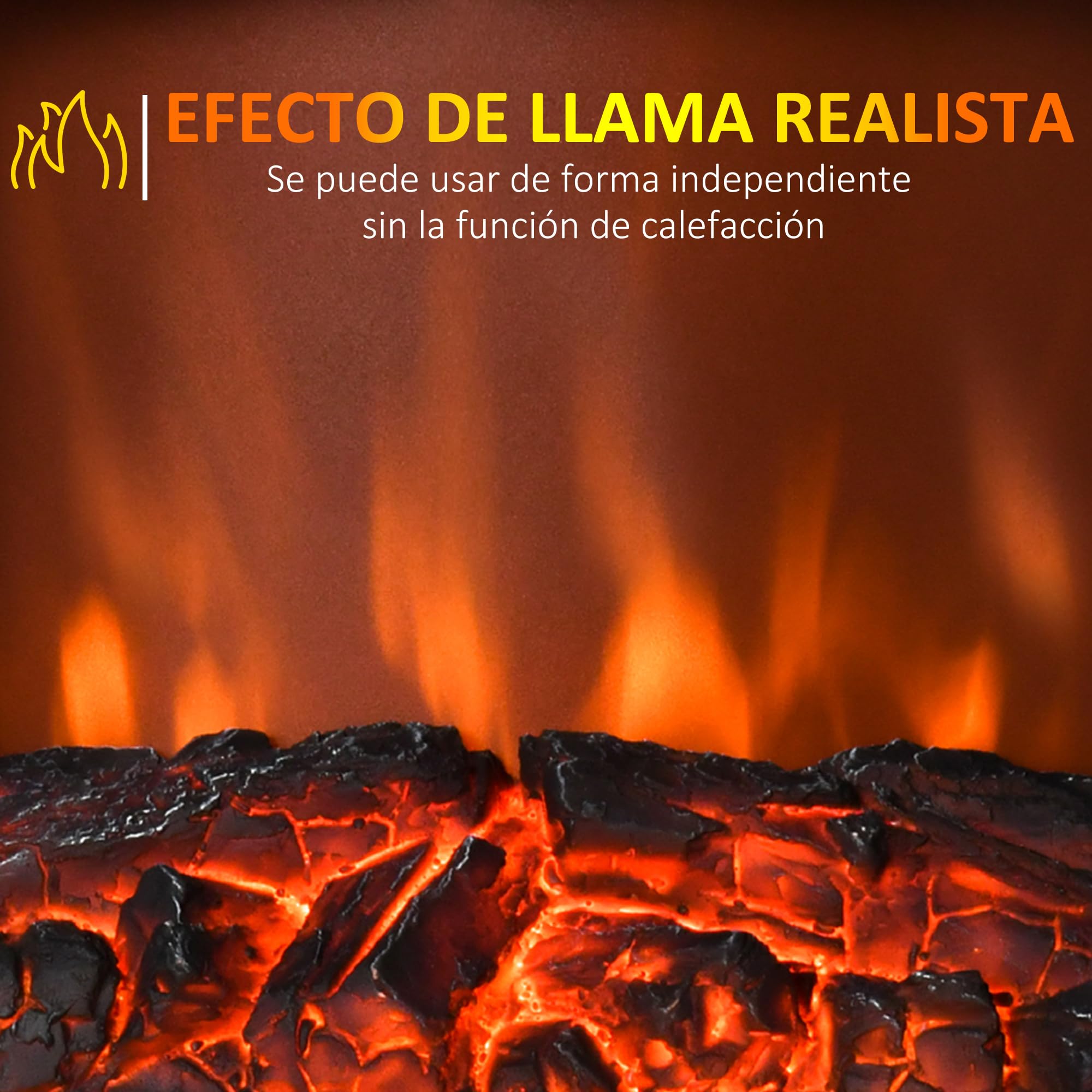 HOMCOM Chimenea Eléctrica de Pie 1000/2000W Chimenea Decorativa con Efecto de Llama Termostato Ajustable y Protección contra Sobrecalentamiento para Salas 20-25 m² 36,5x24x45,5 cm Blanco