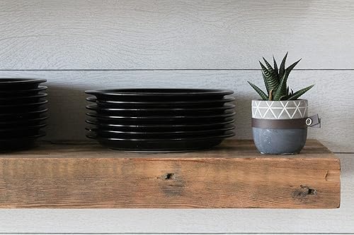 Miniatura 9 de Urban Legacy Estantes flotantes profundos de vigueta de granero recuperada, estantes profundos con soporte de estante de perfil bajo con alta