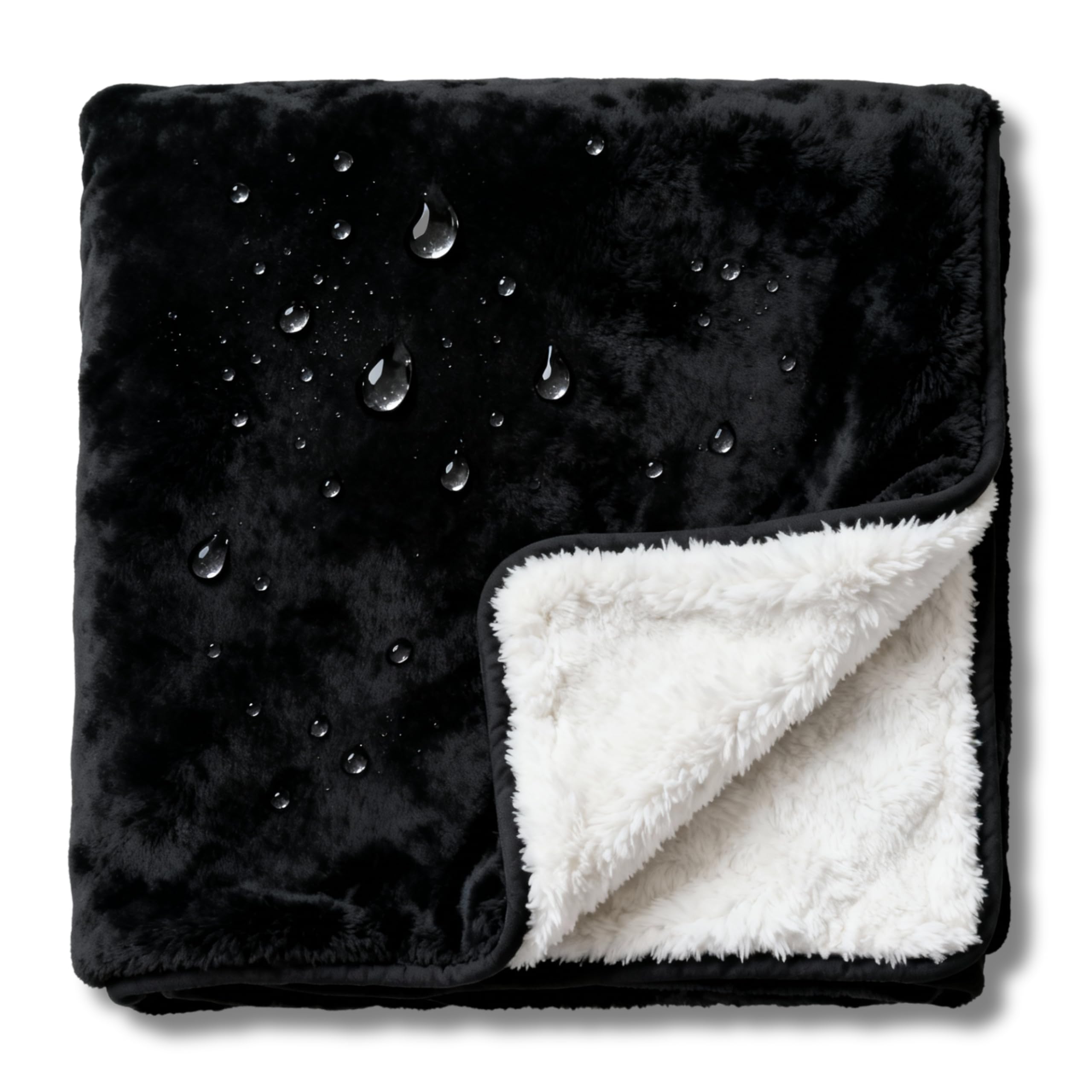 CREW FLX Waterproof Blanket for Bed Queen Size (80"x60") – Holiday-Ready Reversible Sherpa Throw with Leakproof TPU Layer – Stain-Resistant, Washable Bed Protector with Carry Bag – Gray: Black 80 x 60 inch